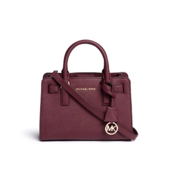 (SOLD) Michael Kors Dillon Small Satchel Merlot Purse Crossbody - Picture 1 of 14